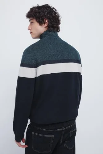 SPRINGFIELD ▫️ Gg7 Camisola com blocos de cor e etiqueta em PU - Camisola básica para homem 4
