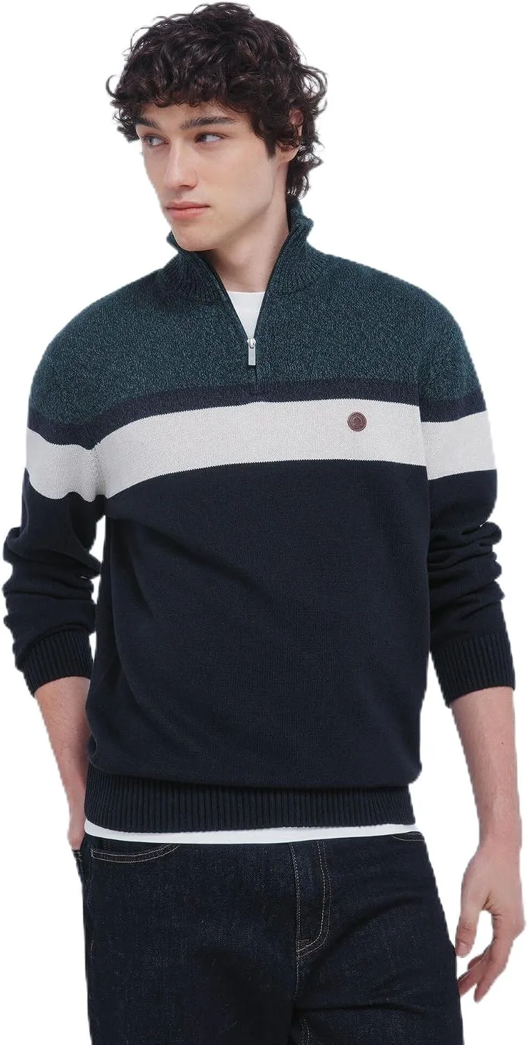 SPRINGFIELD ▫️ Gg7 Camisola com blocos de cor e etiqueta em PU - Camisola básica para homem