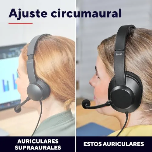 Trust ▫️ Ayda MAX Auscultadores com cabo USB, tipo over-ear, microfone ENC, pretos 3