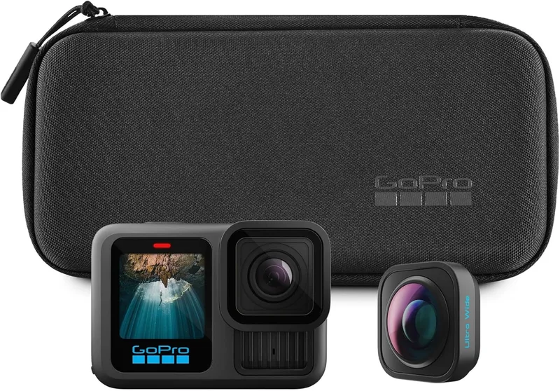 GoPro ▫️ HERO13 Black Ultra Wide Edition: Câmara de ação à prova de água com vídeo de 5.3K60, fotografias de 27 MP, campo de visão melhorado de 177 graus (FOV) e compatibilidade com lentes da série HB