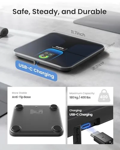 RENPHO ▫️ Balança Inteligente com Aplicação, 18 Parâmetros, Recarregável, Wi-Fi/Bluetooth 7