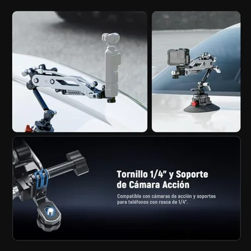 NEEWER ▫️ GA022 Suporte para câmara de ação para automóvel com ventosa a vácuo e braço hidráulico 6