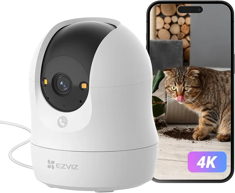 EZVIZ ▫️ Câmara de vigilância Wi-Fi interior 4K de 360°, câmara IP com deteção de pessoas/animais de estimação/ruído, acompanhamento com zoom automático, visão noturna a cores, áudio bidirecional, Wi-Fi 2,4/5 GHz, C6N G1