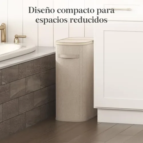 Lifewit ▫️ Cesto para Roupa Suja, Cesto Dobrável com Saco Removível e Pega, Cesto para Roupa Suja com Tampa, Cesto para Roupa Suja para Quarto, Casa de Banho, Lavandaria, Quarto, 55 L, Bege 2