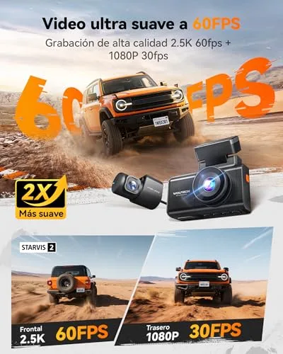 WOLFBOX ▫️ Câmara de bordo para automóvel, Starvis 2, Wi-Fi 5,8 GHz, cartão de 64 GB, GPS 2