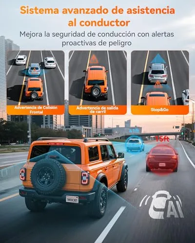 WOLFBOX ▫️ Câmara de bordo para automóvel, Starvis 2, Wi-Fi 5,8 GHz, cartão de 64 GB, GPS 5