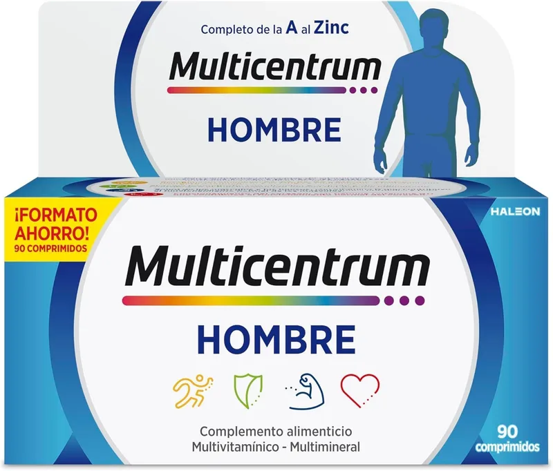 MULTICENTRUM ▫️ para Homem – Multivitamínico e Multimineral, Sem Glúten, 90 Comprimidos