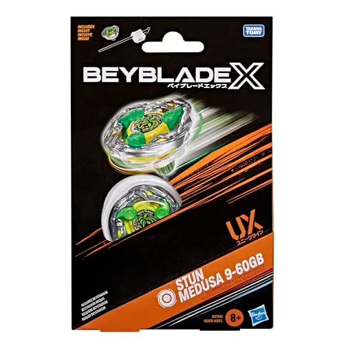 Hasbro ▫️ Beyblade X, Stun Medusa 9-60 GB UX, Kit Inicial com Top Takara Tomy do Tipo Resistência e Lançador, Conjunto de Tops de Batalha, A partir dos 8 anos 3