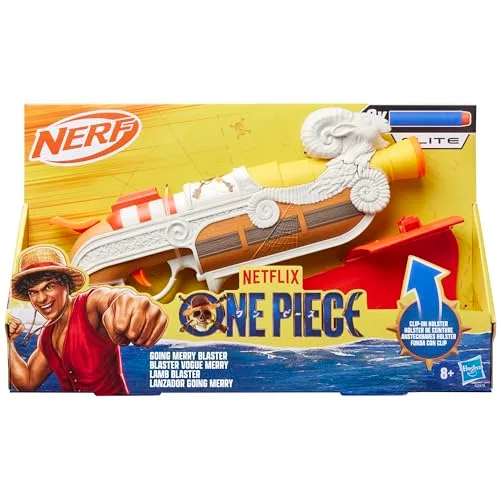 Nerf ▫️ Netflix One Piece, Lançador Going Merry, Estojo com Clipe, 8 Dardos Elite, Inspirado na série da Netflix, Brinquedos para meninos e meninas a partir dos 8 anos 3