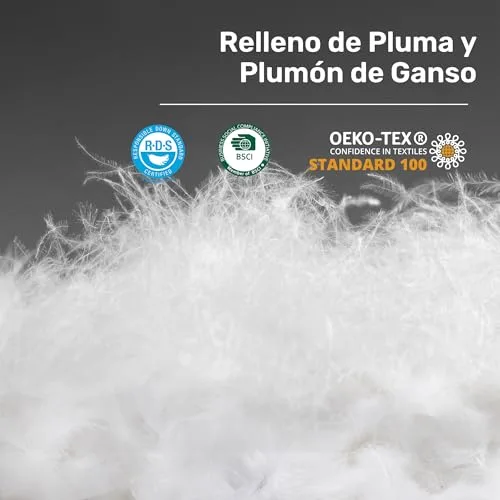 UNIKOME ▫️ Edredão de penas e penugem para cama 135/150, 100% algodão, enchimento de penugem para as quatro estações, design com pregas alfinetadas, certificado Oeko-Tex (Azul-marinho, 220 x 240 cm) 3