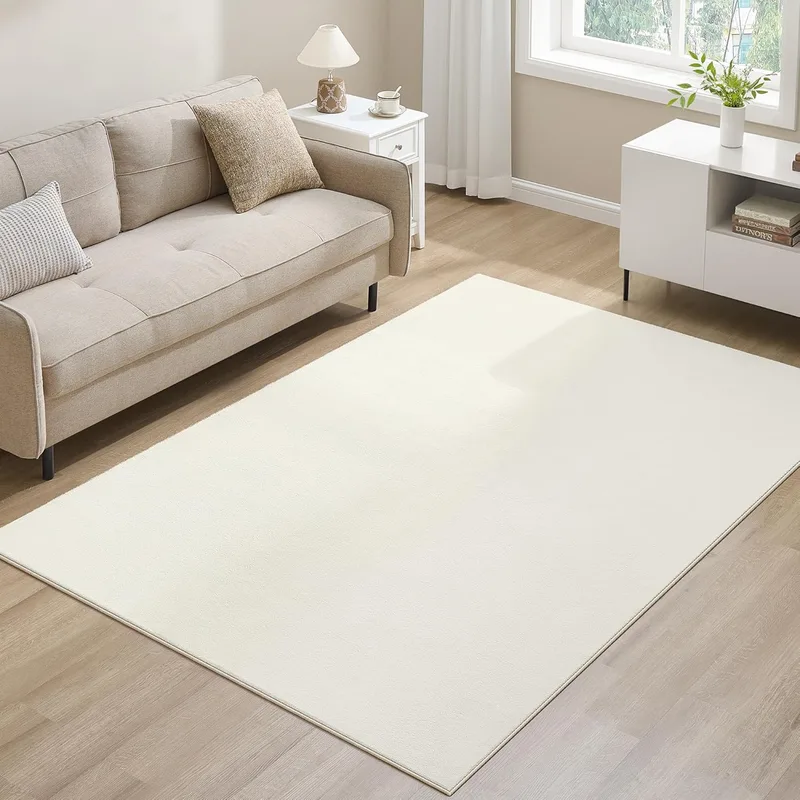 SONGMICS ▫️ Tapete, 160 x 230 cm, Tapete antiderrapante, Decoração para o lar, para sala de estar, quarto, lavável na máquina, estilo moderno, branco creme TAR013WZ02