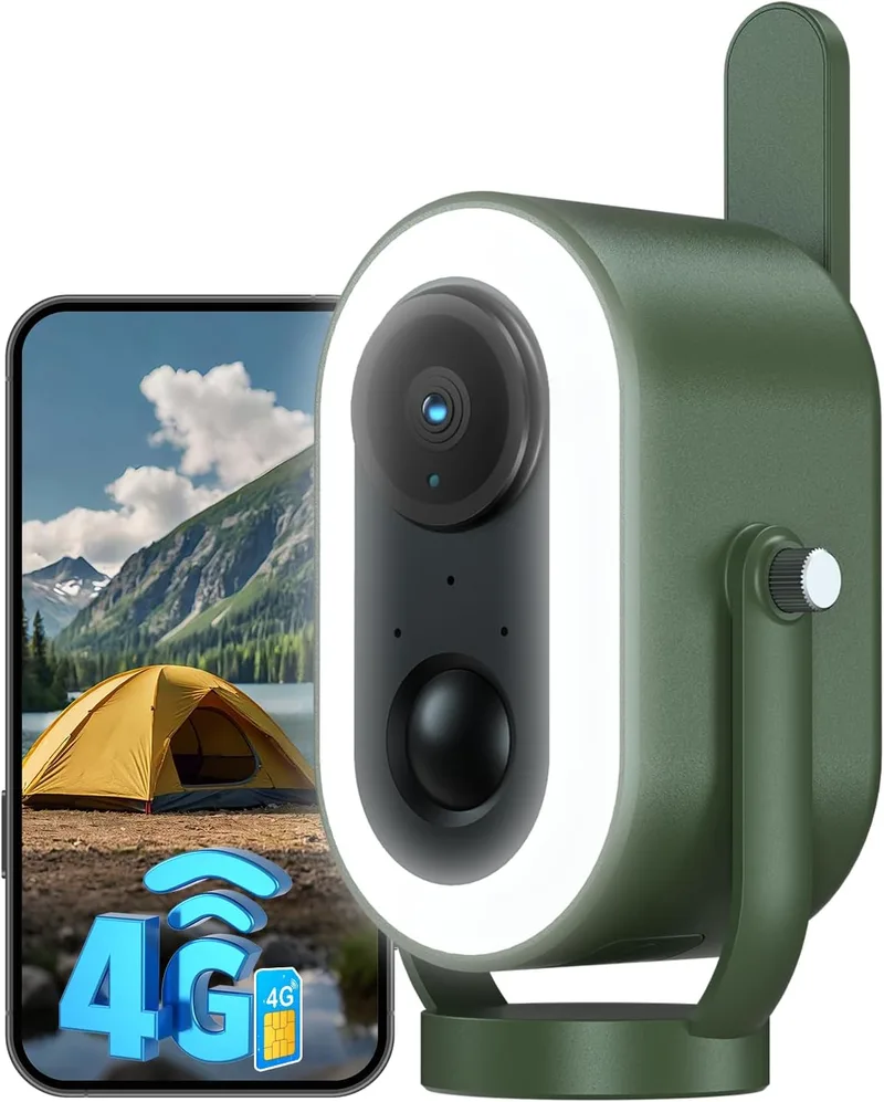 Xega ▫️ 4G LTE Câmara Magnética de Campismo com Cartão SIM 2K HD Telemóvel Câmara de Segurança Portátil para Exterior Bateria 6000mAh Deteção de PIR Humano para Autocaravana/Campismo/Viagem/Picnic IP65