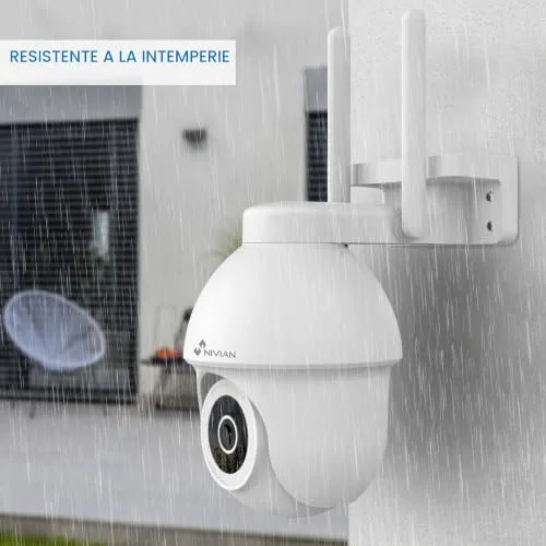 NIVIAN ▫️ Câmara PTZ Wi-Fi de 2,4 GHz Half4K 2560x1440, Visão Noturna a Cores, Detecção de Movimento e Pessoas, Compatível com Alexa e Google Home, Controlo através da aplicação Tuya, Imagem Super HD 2,5k 6