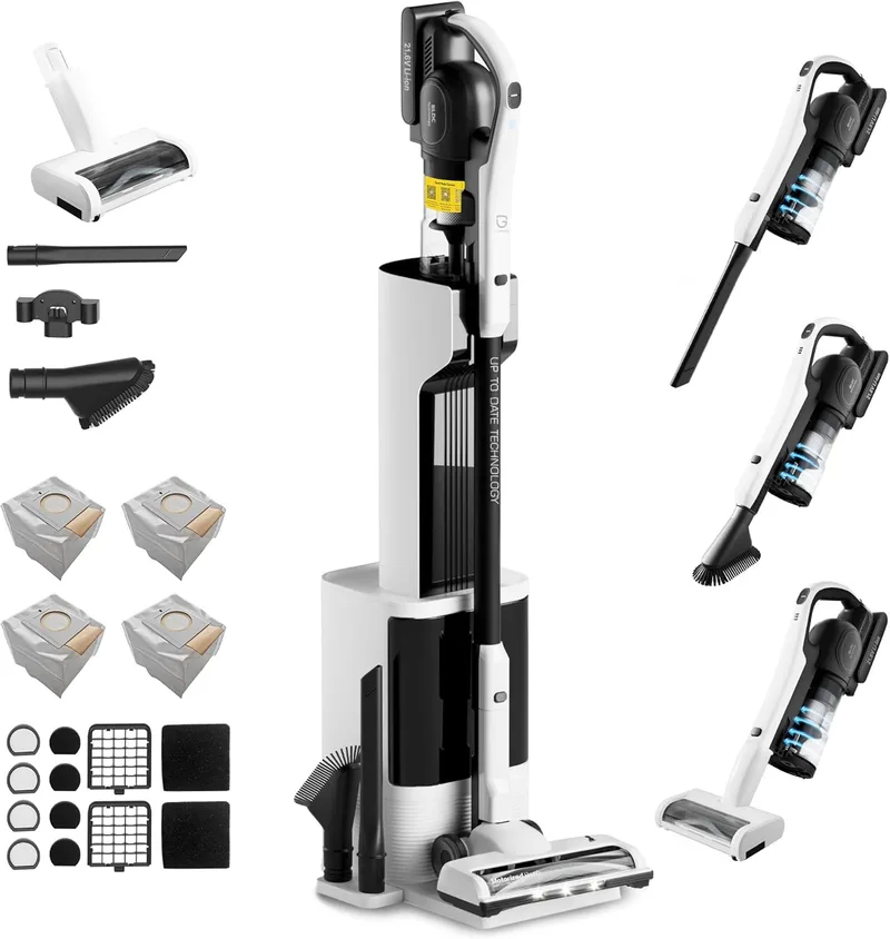Greenote ▫️ Aspirador sem fios GSC70, 23 kPa, aspirador com lança auto-esvaziante, aspirador para animais de estimação, saco de 2,5 L, leve, para alcatifa e pavimentos duros