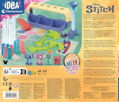 Clementoni ▫️ Idea - Laboratório de Canetas Disney Stitch - Kit Criativo com 5 canetas e mais de 25 acessórios, a partir dos 6 anos, desenvolvimento da criatividade e da motricidade fina, 28,9 x 5,4 x 24,9 cm, 18203 3