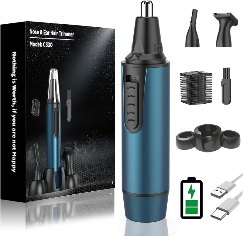 NUMIFUN ▫️ Aparador de pêlos profissional 3 em 1 para nariz e orelhas - Aparador de pêlos do nariz, orelhas, sobrancelhas e rosto, removedor de pêlos indolor, à prova de água, recarregável por USB, para homens e mulheres