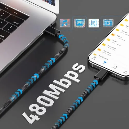 Anysea ▫️ Cabo USB-C para USB-C de carregamento rápido - Conjunto de 4 [2 m + 1 m + 1 m + 0,5 m] Cabo USB Tipo C de 60 W com carregamento rápido, trançado em nylon, para dados e carregamento de telemóveis, compatível com iPhone 17, 16, 15, Galaxy S25, S24, iPad e MacBook 3