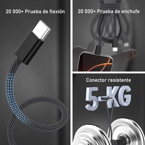 Anysea ▫️ Cabo USB-C para USB-C de carregamento rápido - Conjunto de 4 [2 m + 1 m + 1 m + 0,5 m] Cabo USB Tipo C de 60 W com carregamento rápido, trançado em nylon, para dados e carregamento de telemóveis, compatível com iPhone 17, 16, 15, Galaxy S25, S24, iPad e MacBook 6