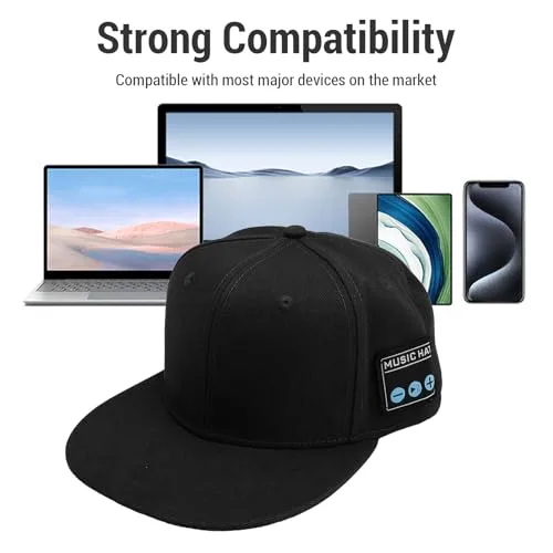 Denash ▫️ Bluetooth Music Cap, Chapéu com altifalante sem fios com 6 horas de autonomia e design lavável para correr ao ar livre (Preto) 5