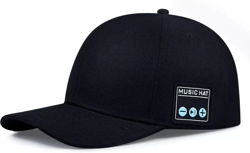 Denash ▫️ Bluetooth Music Cap, Chapéu com altifalante sem fios com 6 horas de autonomia e design lavável para correr ao ar livre (Preto)