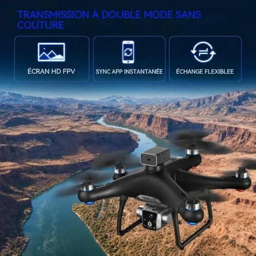 JOIN DAN ▫️ Drone KY102 com controlador com ecrã e cartão SD, motor sem escovas, localização por fluxo ótico, sistema ativo de evasão de obstáculos, 2 baterias, descolagem/aterragem com um toque. (vermelho) 5