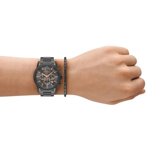 Armani Exchange ▫️ Relógio para homem, movimento cronógrafo de quartzo e caixa de 44 mm com bracelete em aço inoxidável 2