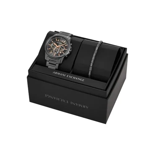 Armani Exchange ▫️ Relógio para homem, movimento cronógrafo de quartzo e caixa de 44 mm com bracelete em aço inoxidável 6