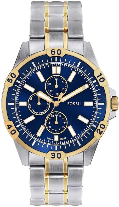 Relógio Fossil Garrett para homem, movimento de quartzo multifunções com bracelete em aço inoxidável ou em pele