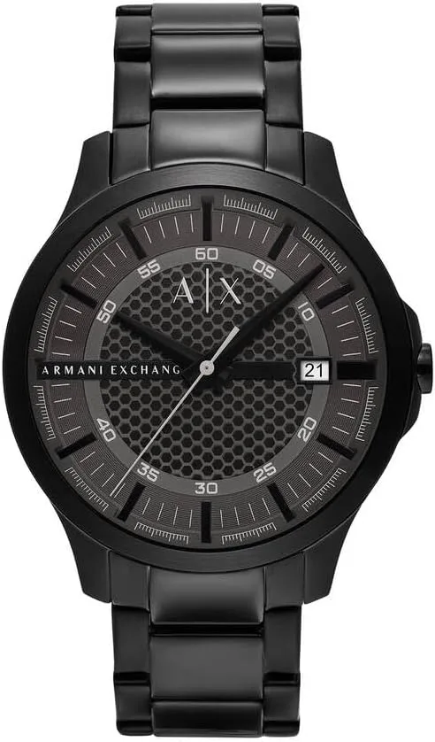 Relógio Armani Exchange para homem, movimento de quartzo com data e três ponteiros e caixa de 46 mm com bracelete em aço inoxidável