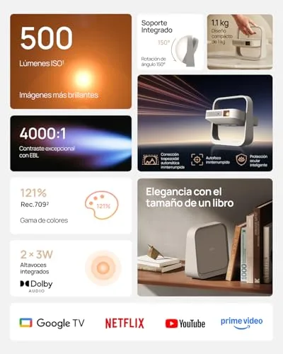 XGIMI ▫️ Projetor portátil Elfin Flip Plus, 500 lúmenes ISO, rotação de 150° 6