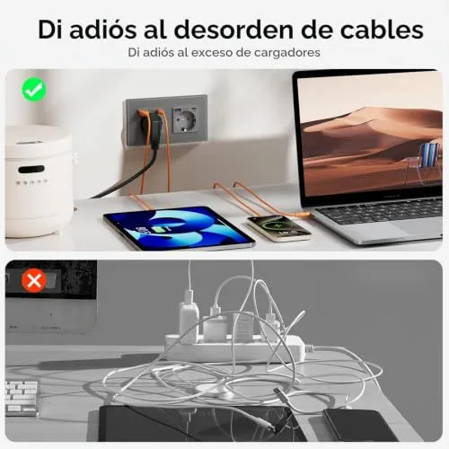 BSEED ▫️ Conjunto Schuko USB C 20 W, 1 tomada de 1 via + 1 tomada de 2 vias, tomada USB Tipo C com painel de vidro, tomada embutida para telemóvel, tablet, MP3, cinzenta 6