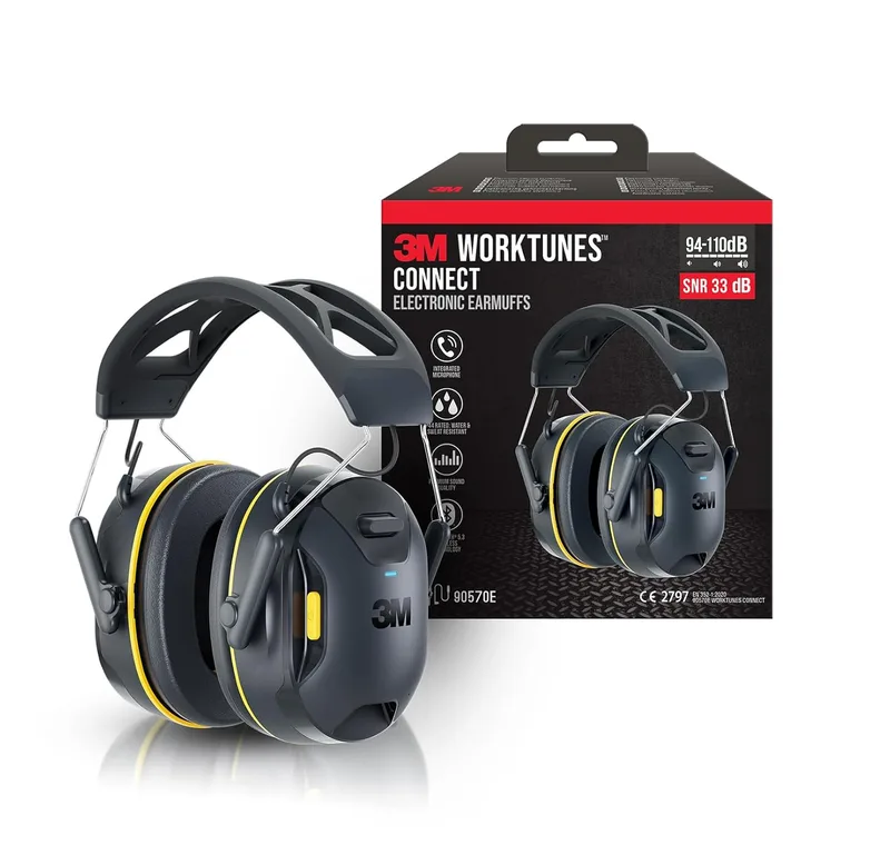 3M ▫️ WorkTunes Connect Protetores auriculares com Bluetooth 90570E-1