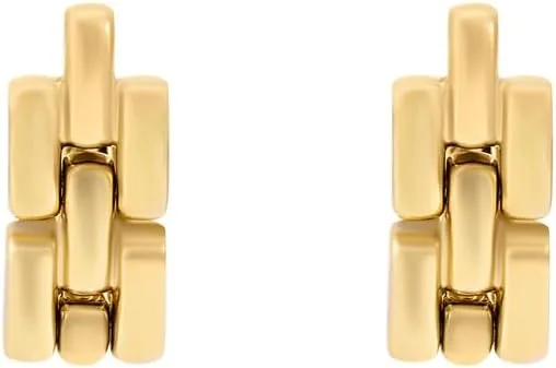 Fossil ▫️ Brincos para mulher em aço inoxidável dourado com fecho de botão