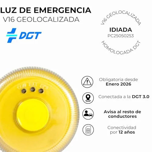 ISSE ▫️ SAFETY Baliza v16 Homologada pela DGT, com SIM e dados incluídos até 2038 - Luz de emergência para automóvel homologada pela DGT 3.0 - v16 com geolocalização obrigatória a partir de janeiro de 2026 v16 Homologada pela DGT 2