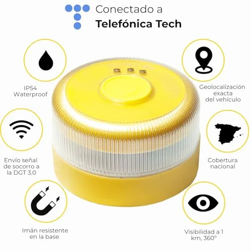 ISSE ▫️ SAFETY Baliza v16 Homologada pela DGT, com SIM e dados incluídos até 2038 - Luz de emergência para automóvel homologada pela DGT 3.0 - v16 com geolocalização obrigatória a partir de janeiro de 2026 v16 Homologada pela DGT 3