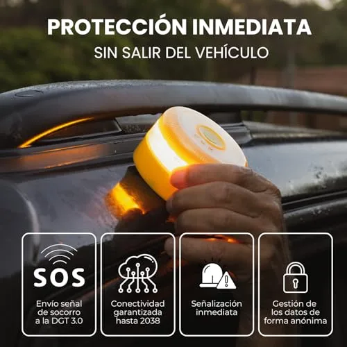 ISSE ▫️ SAFETY Baliza v16 Homologada pela DGT, com SIM e dados incluídos até 2038 - Luz de emergência para automóvel homologada pela DGT 3.0 - v16 com geolocalização obrigatória a partir de janeiro de 2026 v16 Homologada pela DGT 6