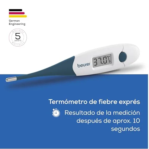 Beurer ▫️ FT 17 – termómetro clínico digital, com ponta de medição flexível para medição oral, retal e axilar, resultado em 10 segundos, indicador de febre, para bebés, crianças e adultos, branco 3