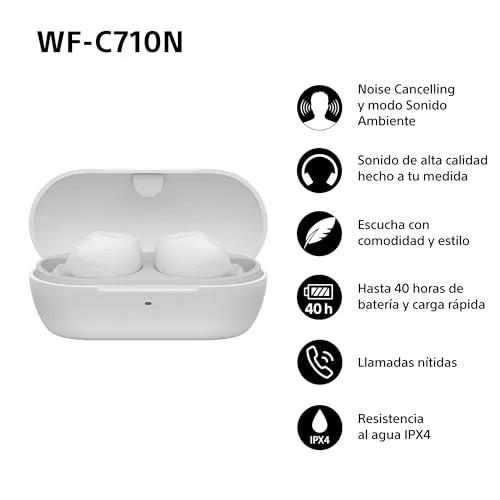 Sony ▫️ Auriculares sem fios WF-C710N com cancelamento de ruído, brancos 2