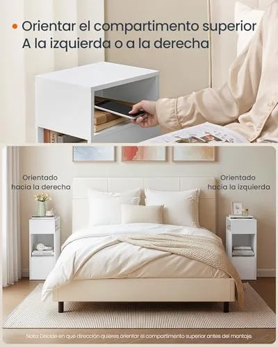 SONGMICS HOME ▫️ Mesa de cabeceira estreita, montagem sem ferramentas, com gaveta 6