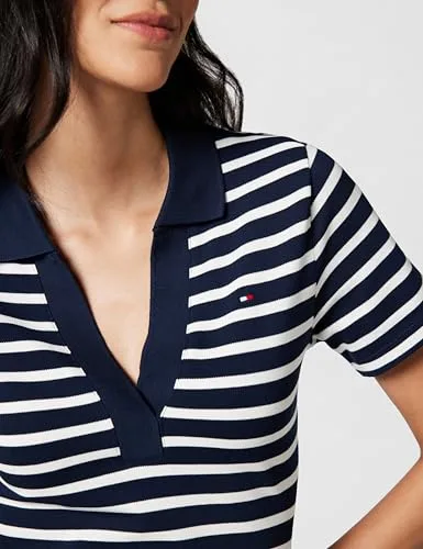 Tommy Hilfiger ▫️ Vestido estilo polo para mulher, corte justo, decote em V, curto 5