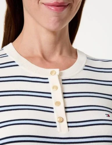 Tommy Hilfiger ▫️ Co Jersey Fine GG LS Henley Ww0ww49612 Camisola para mulher 2