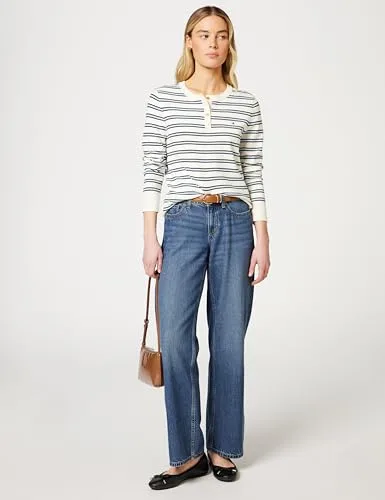 Tommy Hilfiger ▫️ Co Jersey Fine GG LS Henley Ww0ww49612 Camisola para mulher 6