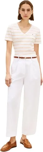 Tommy Hilfiger ▫️ Camiseta de manga curta para mulher New Slim Cody com decote em V 4