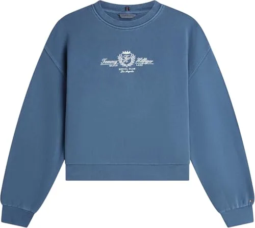 Tommy Hilfiger ▫️ Varsity Crest Terry Sweatshirt Ww0ww48733 Camisola sem botões para mulher 6