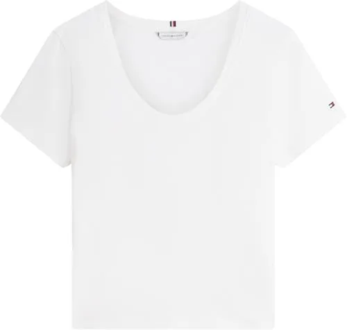 Tommy Hilfiger ▫️ Co Linen Scoop Nk SS tee Ww0ww48705 Camiseta de manga curta para mulher 6