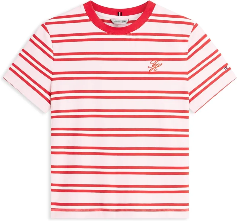 Tommy Hilfiger ▫️ TH Script Reg C-nk SS tee Ww0ww47809 Camiseta de manga curta para mulher