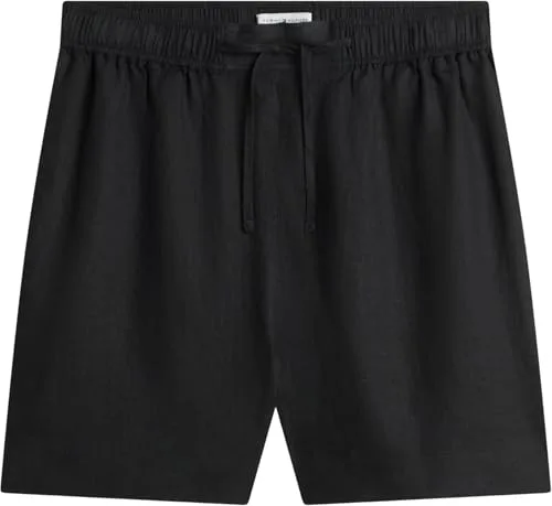 Tommy Hilfiger ▫️ Calções para mulher, em linho, com detalhes característicos da marca, pretos (Black), tamanho M 5