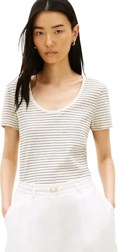 Tommy Hilfiger ▫️ Co Linen Scoop Nk SS tee Ww0ww48705 Camiseta de manga curta para mulher 4