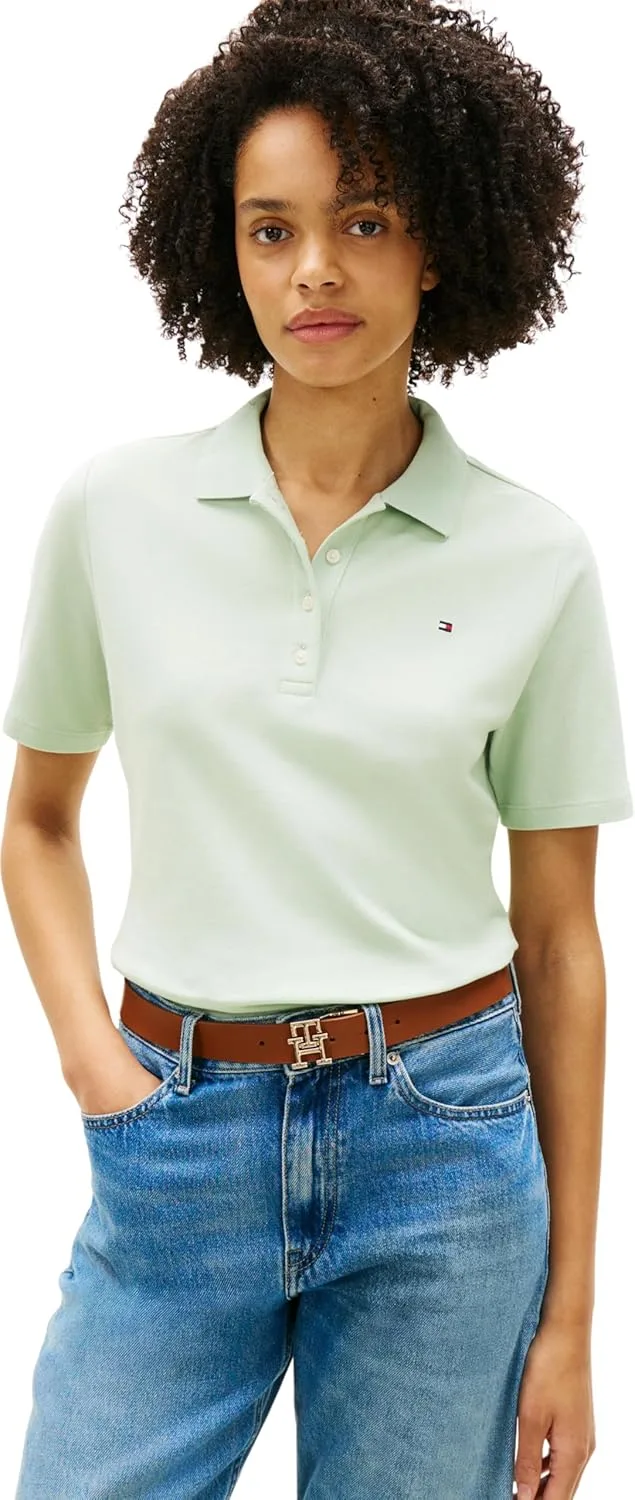Tommy Hilfiger ▫️ Camisa pólo de manga curta para mulher 1985 Pique Regular Fit