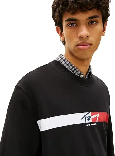 Tommy Jeans ▫️ TJM Reg Sign Stripe Cnck Ext Dm0dm23019 Camisola sem botões para homem (pacote de 1) 4